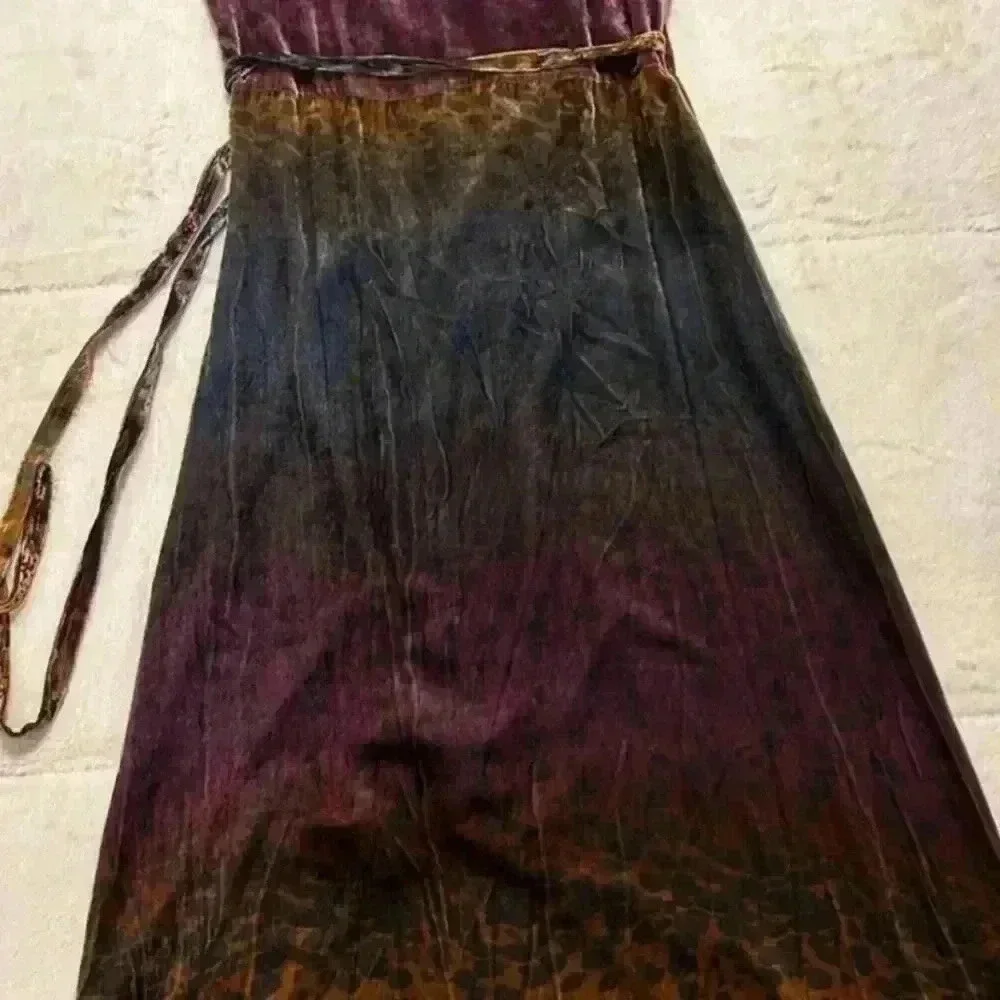 NWOT JOHNNY WAS Ombre Cheetah Print Velvet Midi Silk Wrap Dress Size XS - Picture 16 of 16